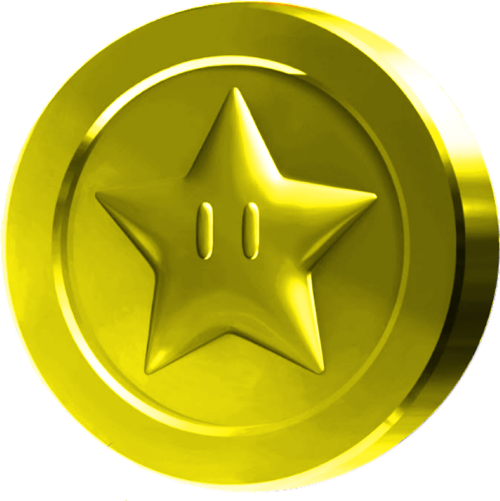 #supermario #mario #coin #star #retro #arcade #gaming - Mario Star Coin Png Clipart (1024x1027), Png Download