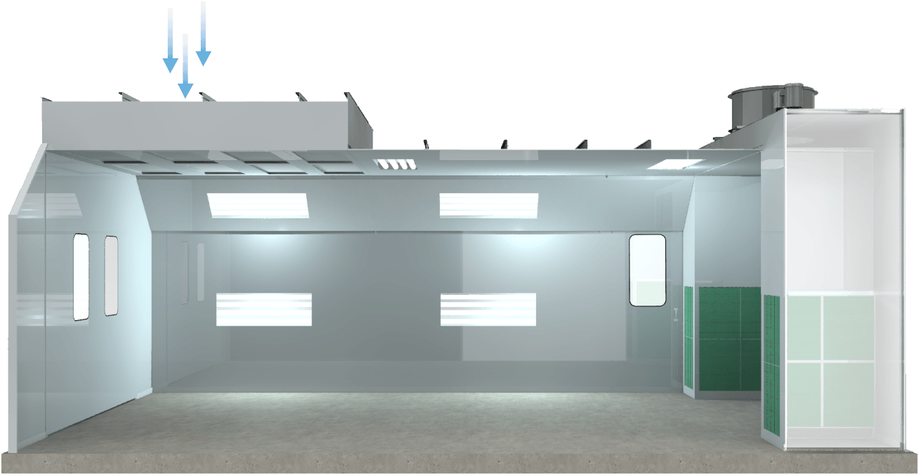 Semi Downdraft Airflow Design - Semi Downdraft Booth Clipart (1365x704), Png Download