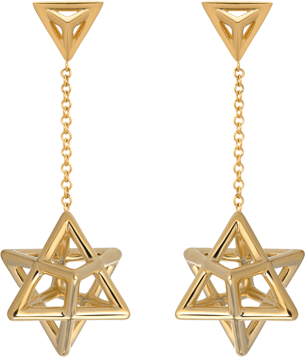 Merkaba Body Yellow Gold Drop Earrings - Merkaba Jewellery Clipart (1200x1200), Png Download