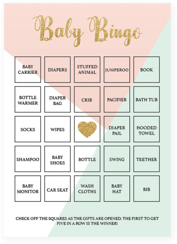 Pink And Mint Printable Baby Bingo Cards By Littlesizzle - Printable Baby Bingo Cards Clipart (819x1024), Png Download