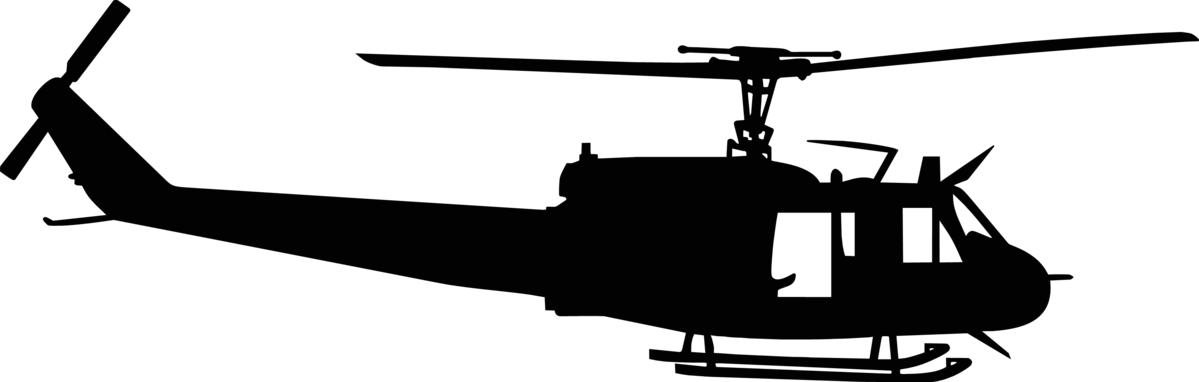 Huey Helicopter Silhouette Clipart (1199x382), Png Download