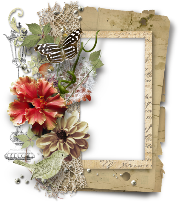 Collage Frames, Mixed Media Collage, Paper Frames, - Bouquet Clipart (600x677), Png Download