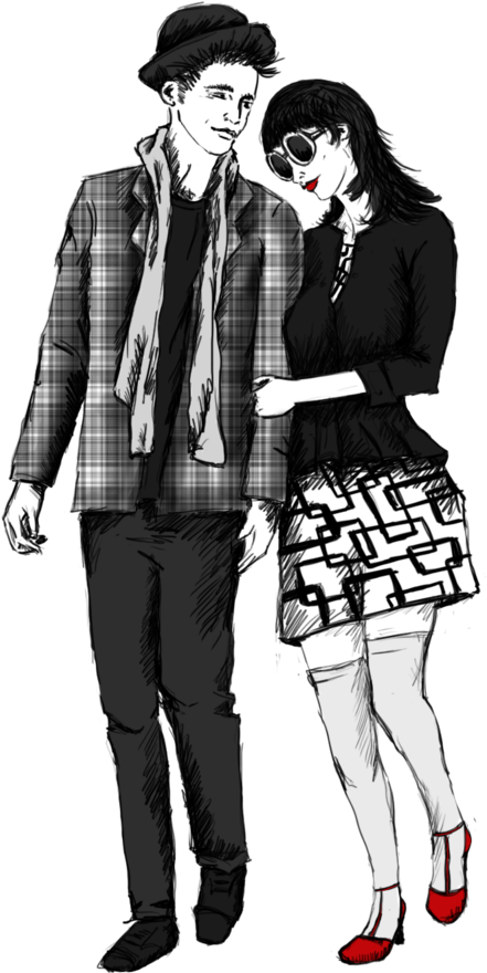 Pareja Paseando Png - Ilustracion De Una Pareja Clipart (852x932), Png Download