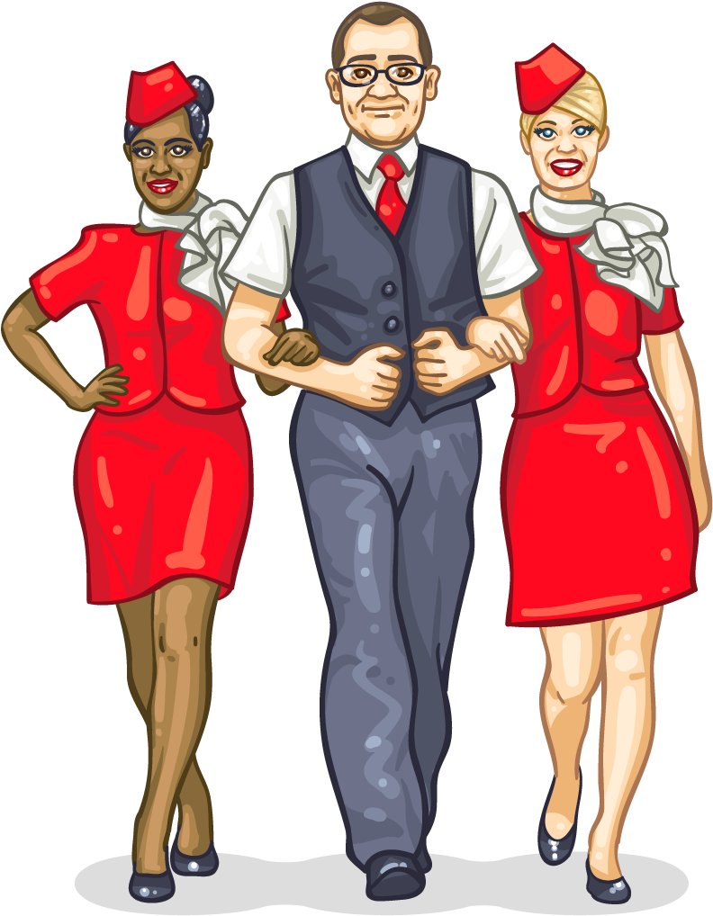 Flight Attendant , Png Download - Cartoon Clipart (792x1018), Png Download
