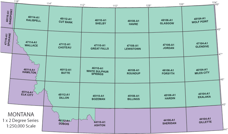 Indices To 250k Montana Topo Maps - Montana Township Map Clipart (785x460), Png Download