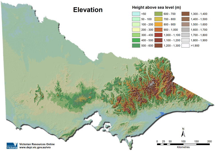 Victorian Elevation Map - Contour Map Of Victoria Clipart (750x526), Png Download