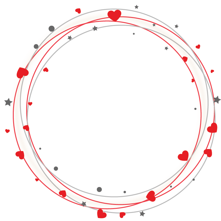 Round Line With Heart Star Confetti - Circle Clipart (740x740), Png Download