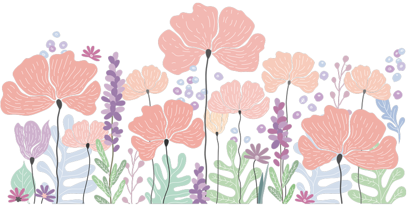 Vinilo Dormitorio Flores De Primavera - Malva Clipart (800x402), Png Download