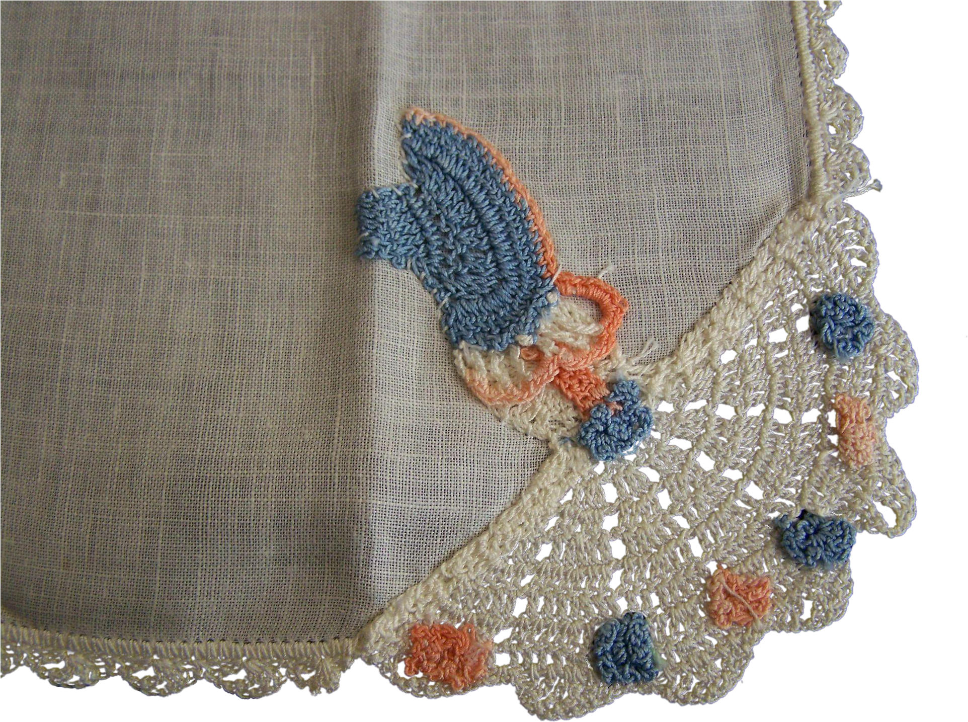 Handkerchief Linen Crochet Corner Girl Flea Market Clipart (1923x1923), Png Download