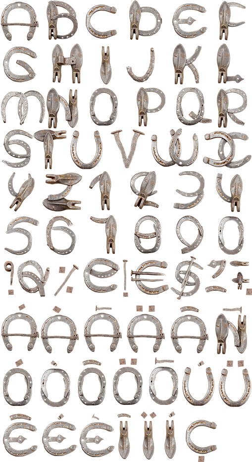 Horseshoe Font Alphabet - Horseshoe Font Clipart (525x960), Png Download