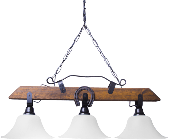 Colgante 3 Luces Madera Recto Con Herraduras Y Tulipas - Chandelier Clipart (640x496), Png Download