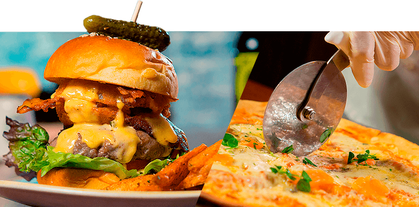 Pizzas & Burgers - Bun Clipart (858x424), Png Download