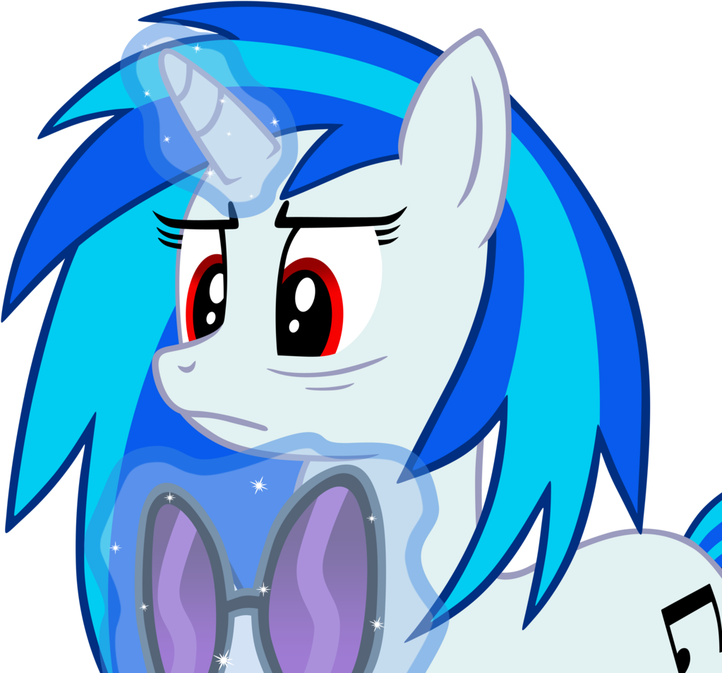 Dj Pon-3, Female, Glasses, Glowing Horn, Horn, Levitation, - Cartoon Clipart (1129x1024), Png Download