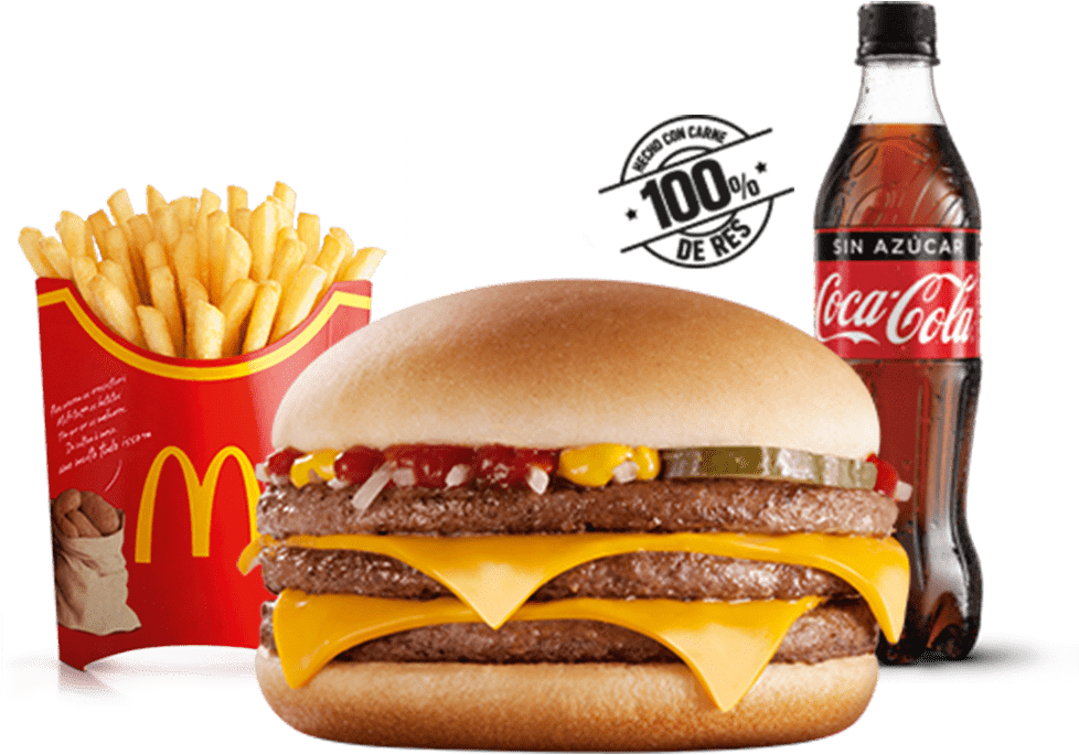 Hamburguesa Con Triple Carne De 50gr, Doble Queso Cheddar, - Coca Cola Clipart (1000x1000), Png Download