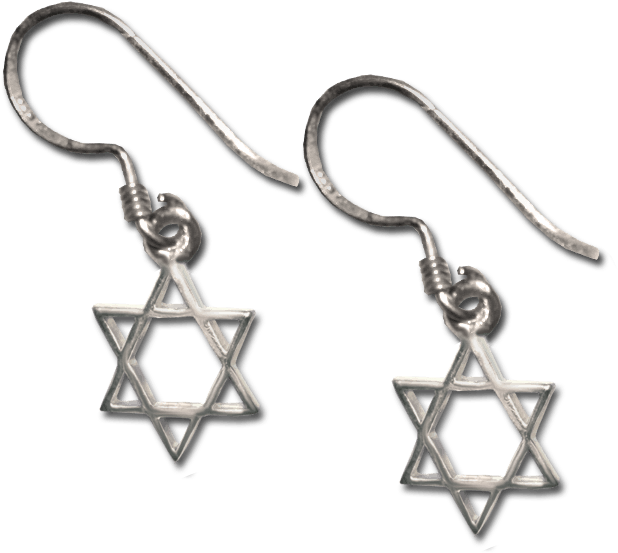 Aros De Plata Con La Estrella De David - Star Of David Earrings Clipart (650x650), Png Download