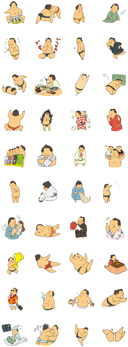 Poccharikishi Sumo Wrestler, Line Sticker, Line Store Clipart (562x1500), Png Download