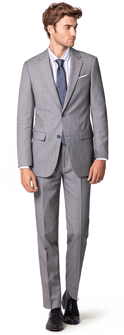 New Grey Wool Blend Suit - Traje Gris Clipart (401x1078), Png Download