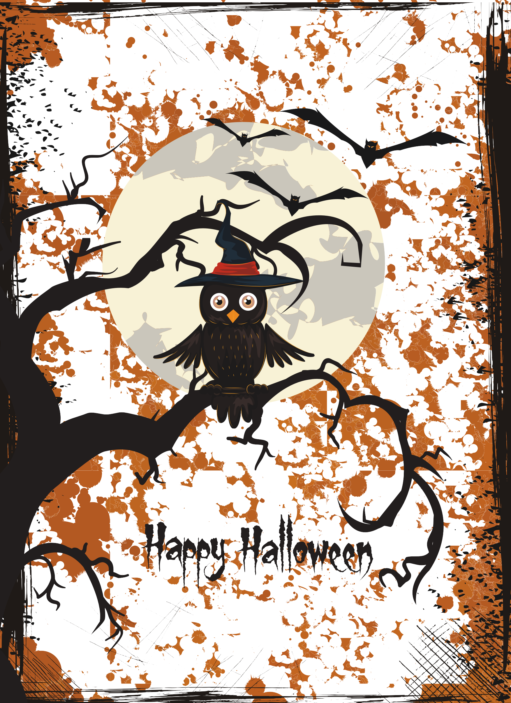 Halloween Background Images - Desenhos De Corujas Com Morcegos Clipart (1754x2412), Png Download