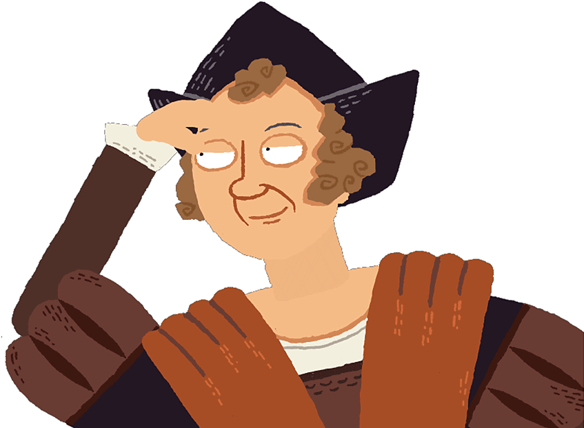 Christopher Columbus Searching - Cartoon Clipart (1280x620), Png Download