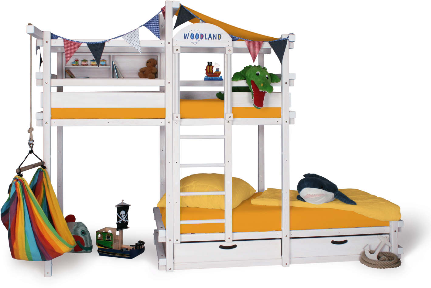 Bunk Bed White Amarillo - Lits Superposés Décalés Clipart (1425x1000), Png Download
