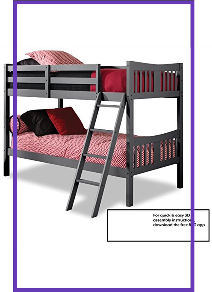 Storkcraft Caribou Solid Hardwood Twin Bunk Bed, Gray - Storkcraft Caribou Bunk Bed Clipart (735x1100), Png Download