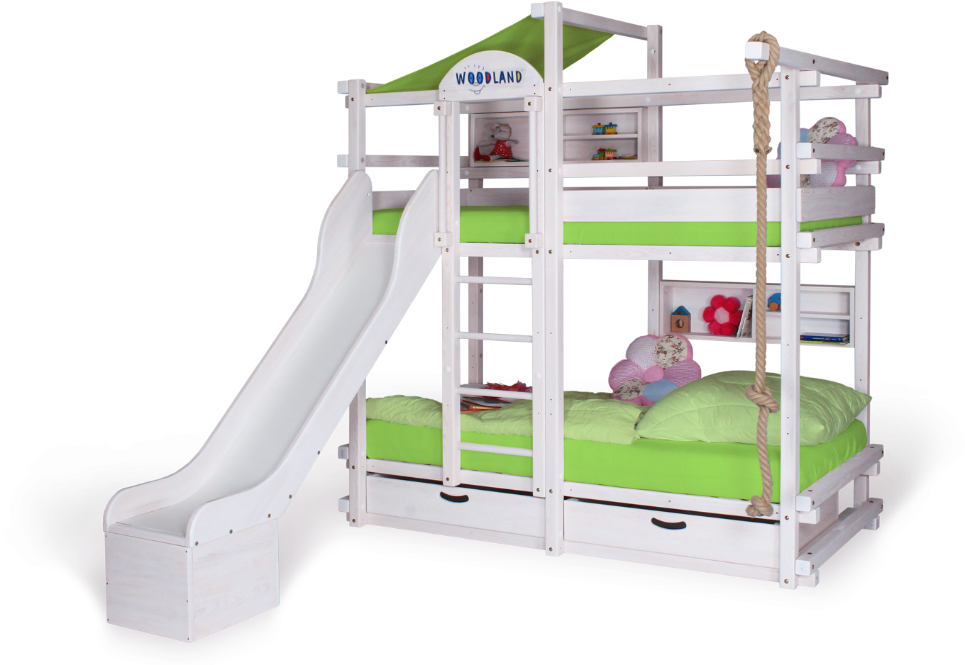 Bunk Bed White Monterey With Slide - Etagenbett Weiss Mit Rutsche Clipart (1500x1000), Png Download