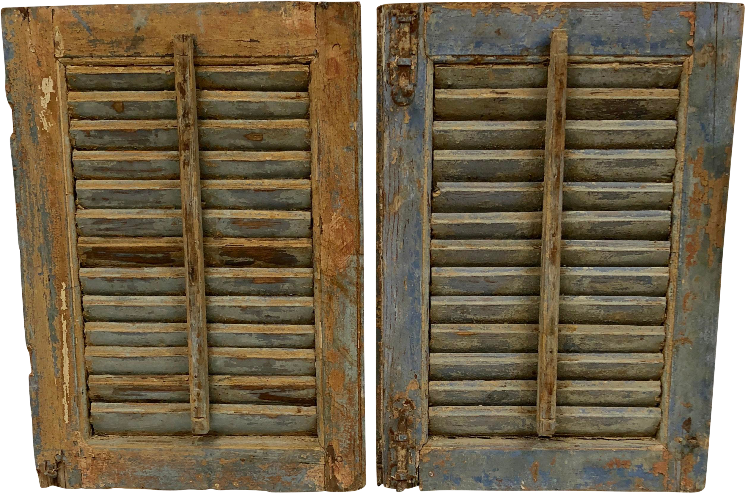 Vintage French Chippy Paint Shutters With Original - Plank Clipart (2783x1842), Png Download