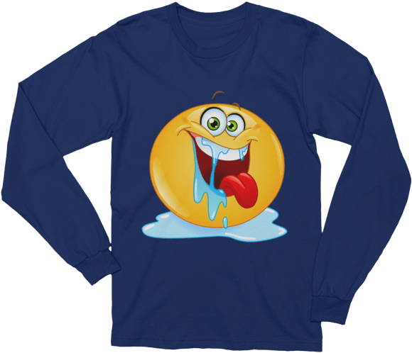 Unisex Drooling Emoticon Long Sleeve T-shirt - One White Dog Clipart (600x600), Png Download