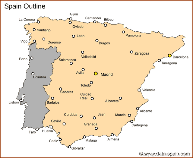 Map Of Spain's Biggest Cities - Map Of Spain With Cities Labelled Clipart (640x524), Png Download