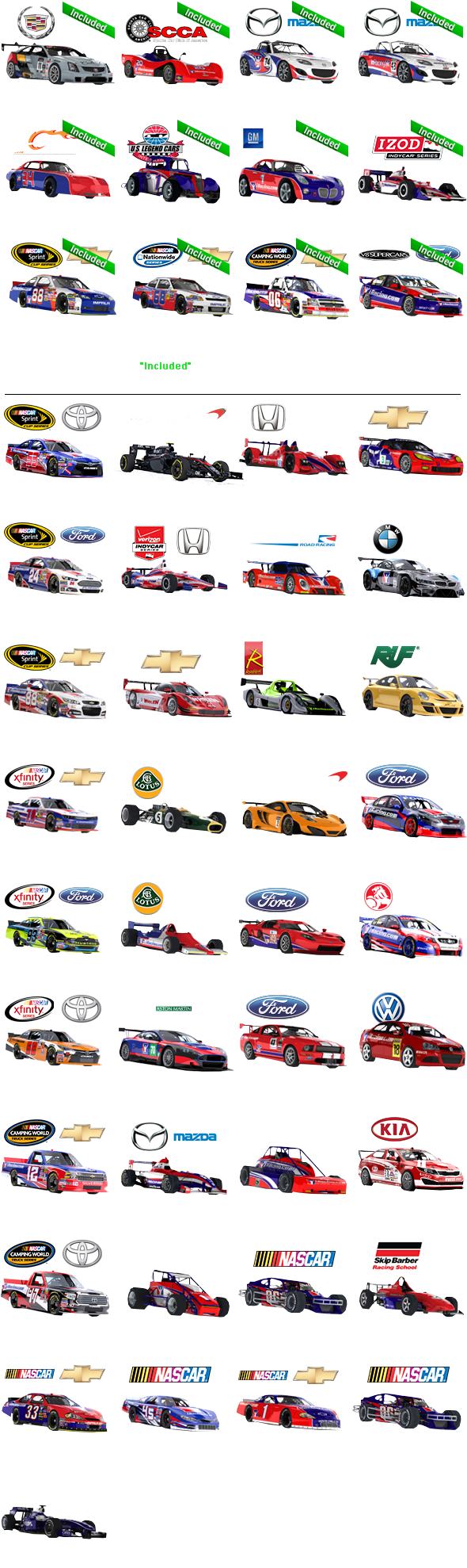 Cars - Iracing All Cars Clipart (600x2000), Png Download