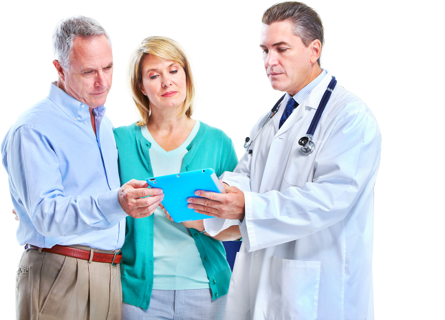 Pharmacist Assisting Elderly Couple - Pharmacist Clipart (646x490), Png Download