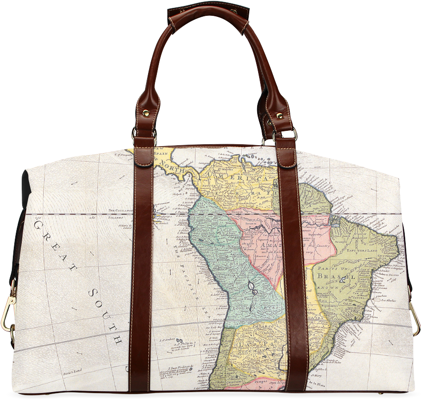 Vintage Retro Map 6- South America Classic Travel Bag Clipart (1000x1000), Png Download