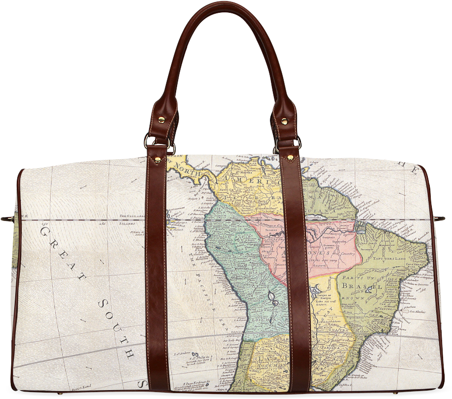 Vintage Retro Map 6- South America Waterproof Travel - Harry Potter Weekender Bag Clipart (1000x1000), Png Download
