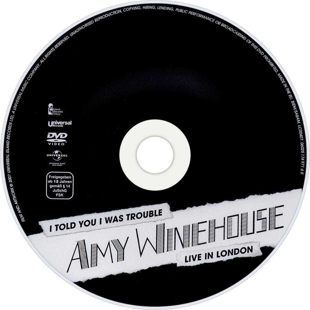 I Told You I Was Trouble Dvd Disc Image - Amy Winehouse I Told You I Was Trouble Cd Clipart (1000x1000), Png Download