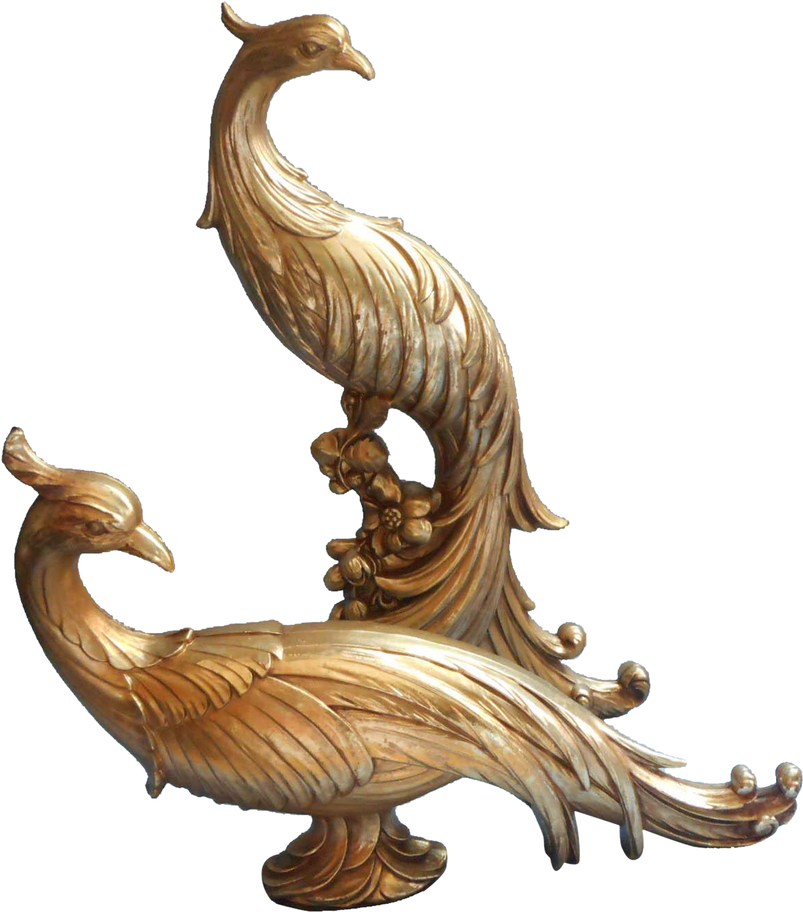 Vintage Syroco Pair Birds Gold Chinese Pheasant - Statue Clipart (1324x1324), Png Download