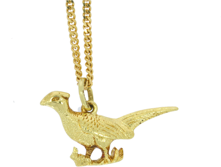 9ct Yellow Gold Pheasant & Chain - Locket Clipart (800x664), Png Download