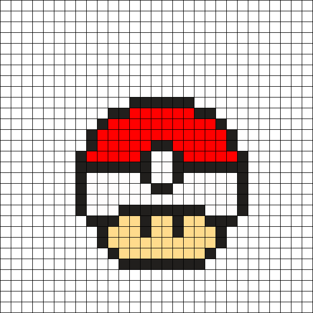 Mushroom Perler Bead Pattern - Mario Christmas Pixel Art Clipart (610x610), Png Download