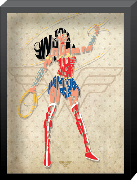 Dc Comics, Printed Glass "wonder Woman" Words In Shadowbox - Illustration Clipart (600x600), Png Download