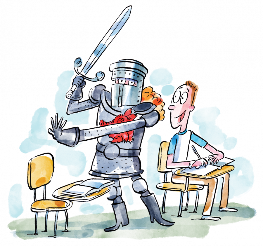 A Student Dressed As The Black Knight From Monty Python Clipart (900x843), Png Download