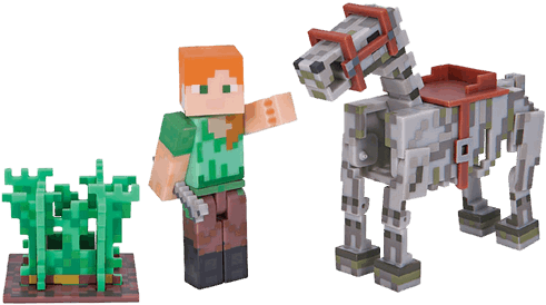 Statues And Figurines - Minecraft Alex And Skeleton Horse Clipart (600x600), Png Download