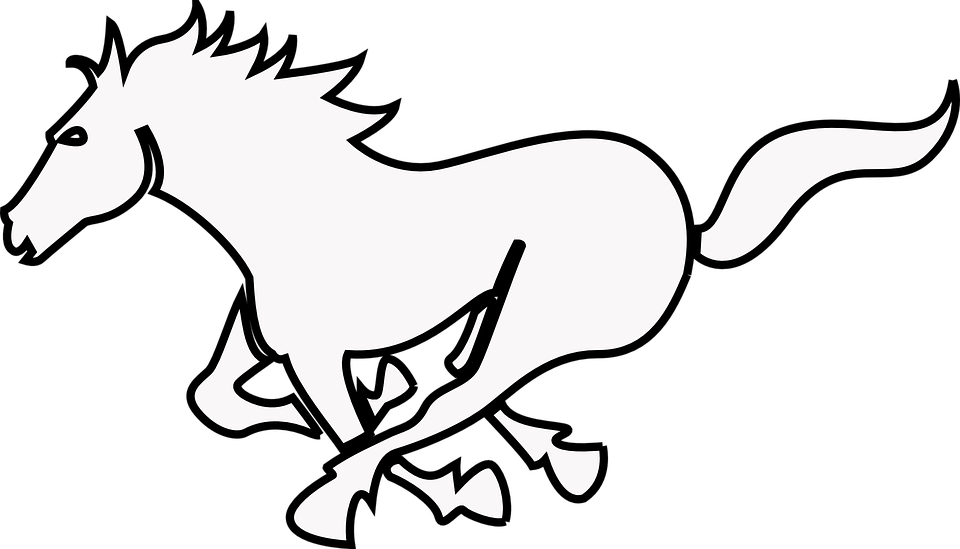 Banner Library Download Collection Of Free Cantering - Outline Of A Running Horse Clipart (960x549), Png Download