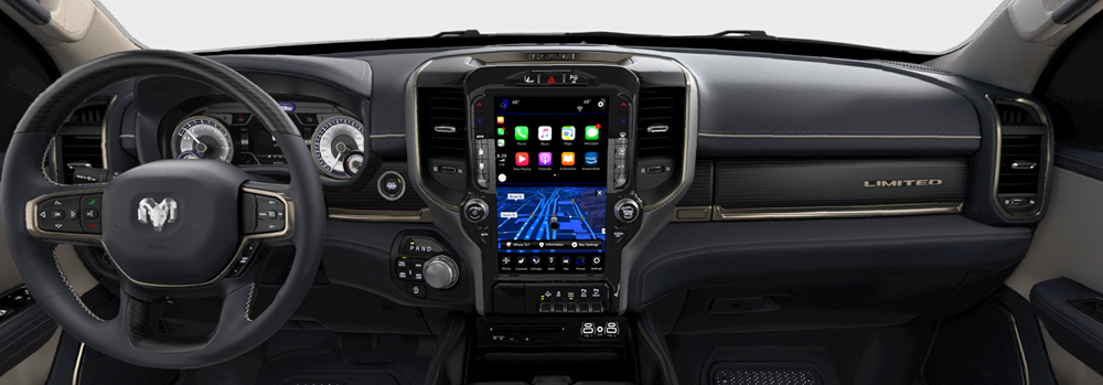 2019 Ram 1500 Interior Review - 2019 Ram 1500 Laramie Interior Clipart (1000x349), Png Download