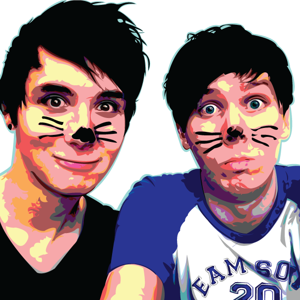 Amazingphil Transparent Black And White Phil Dan - Dan And Phil Cute Clipart (605x605), Png Download