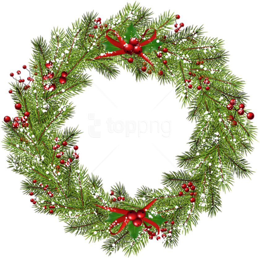 Christmas Wreath Png Transparent Background - Christmas Wreath Png Transparent Clipart (850x843), Png Download