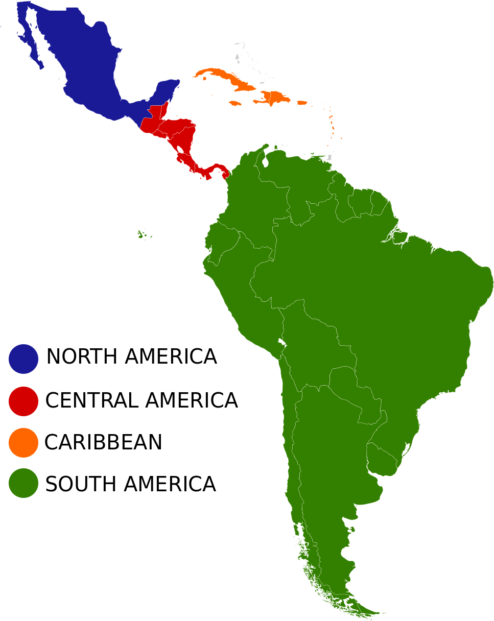 Caribbean Region Map Showing Us And Cuba Latin America - Latin American Regions Clipart (1000x1250), Png Download