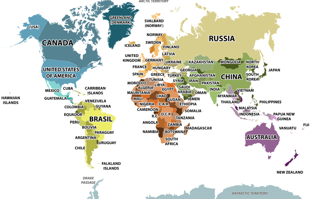 Political World Map - World Map With Countries Clipart - Png Download (1024x659), Png Download