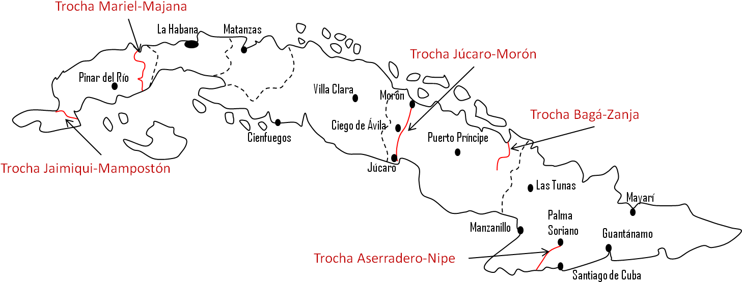 Las Trochas Militares - Map Clipart (1475x579), Png Download