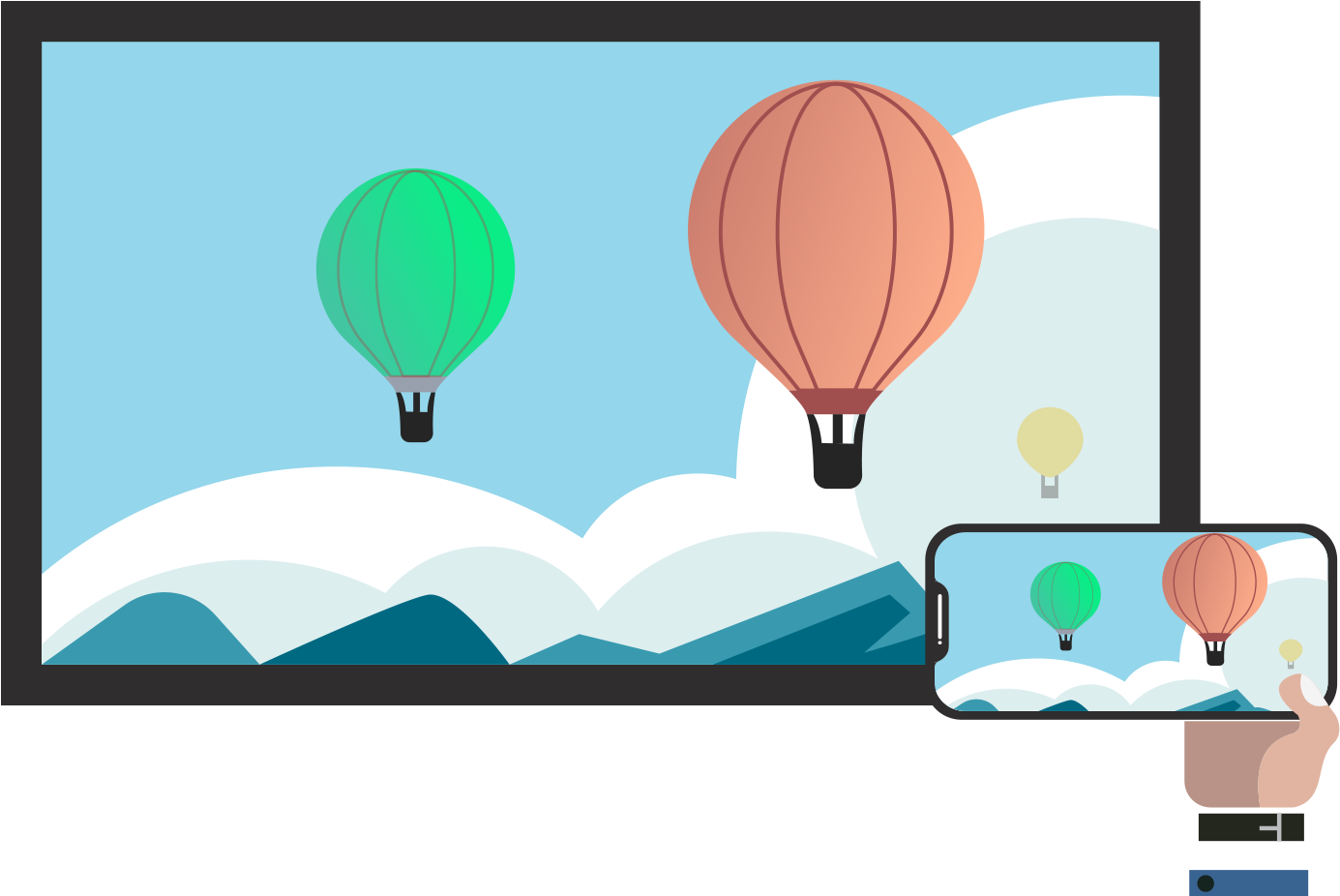 Mirror Your Screen - Hot Air Balloon Clipart (1799x925), Png Download