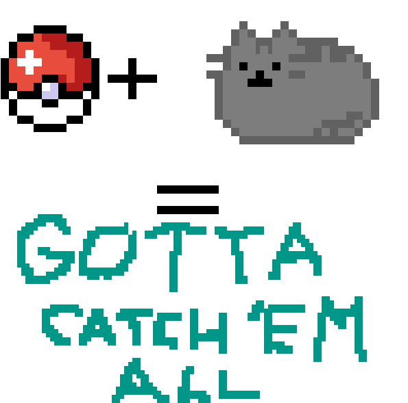 Pusheen Gotta Catch 'em All - 8 Bit Pokemon Clipart (600x600), Png Download