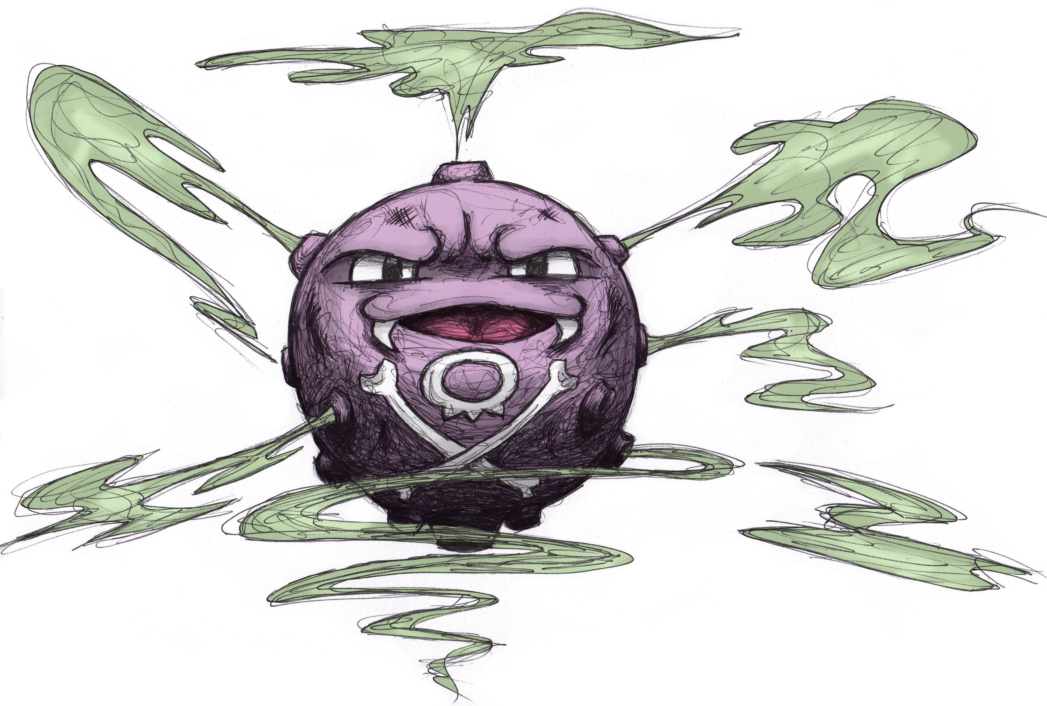 Koffing Used Poison Gas By Theexileking Clipart (3496x2358), Png Download